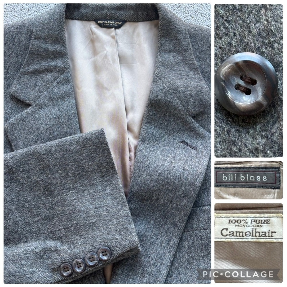 VTG Bill Blass 100% Pure Mongolian Camelhair Blazer 42L Old‎ Money Quiet Luxury